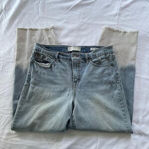 Anne Klein - Blue White Ombré Bleached Distressed Straight Leg Jeans